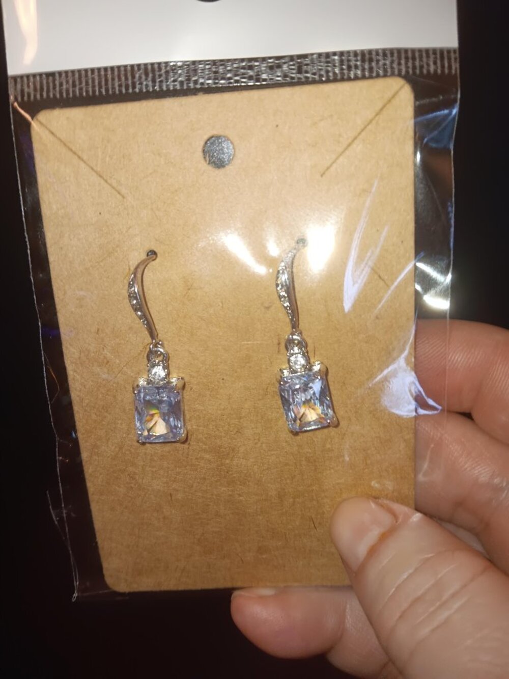 Silver Drop Earrings Sparkling Cubic Zirconia Gems BRAND NEW!!!***READ***